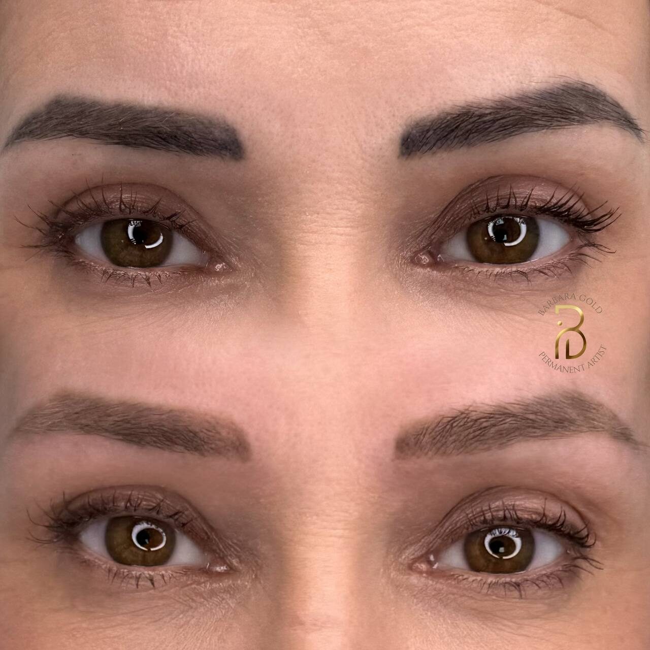 Cejas antes y después de eliminar una micropigmentación antigua