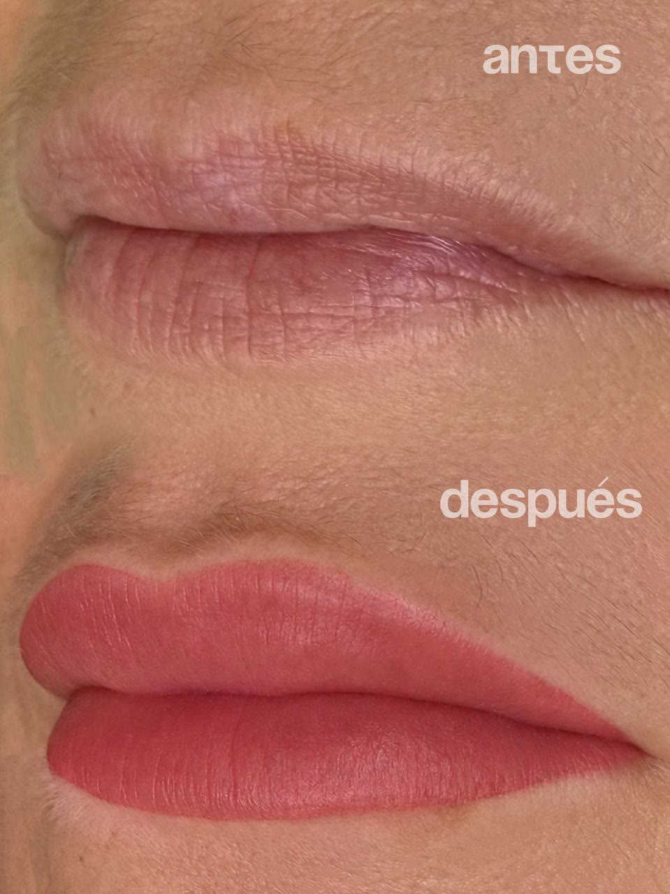 Labios antes y después, color y contorno