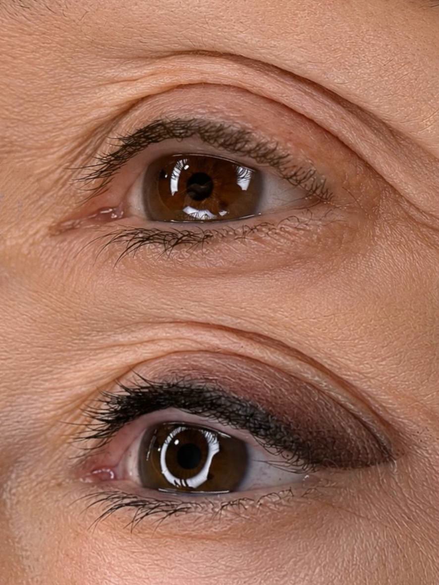 Mirada antes y después del eyeliner permanente